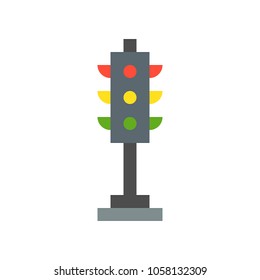 Traffic light, transportation icon, flat design