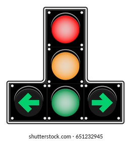 Traffic light with turning left and right sign vector art