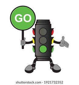 traffic light vector design, the light turns green means please continue the journey.