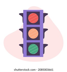 Traffic light vector flat illustration in trendy colors, isolated on a white background.