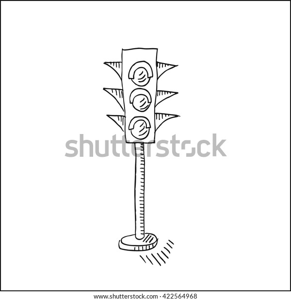 Traffic Light Vector Hand Drawn Sketch Stock Vector (Royalty Free