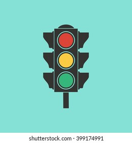Traffic light    vector icon. Illustration isolated on green  background for graphic and web design.