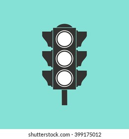 Traffic light    vector icon. Illustration isolated on green  background for graphic and web design.