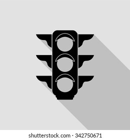 traffic light vector icon with long shadow