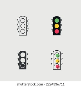 señal de ruta de seguridad de icono de vectores de semáforo