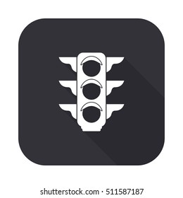 Traffic light vector icon - squared button  with long shadow