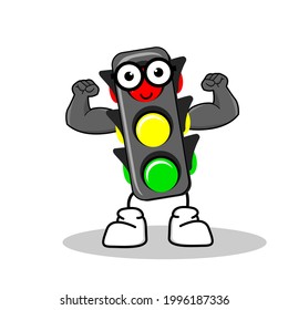 Traffic Light vector illustration cartoon with a cute and cool expression. Traffic light character vector illustration mascot.