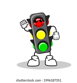 Traffic Light vector illustration cartoon with a cute and cool expression. Traffic light character vector illustration mascot.
