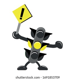 Traffic light, vector illustration of caution sign