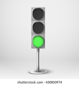 Traffic light vector illustration. green diod traffic light. Template for design