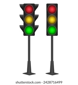 Traffic Light. Vector Illustration Isolated on White Background. 