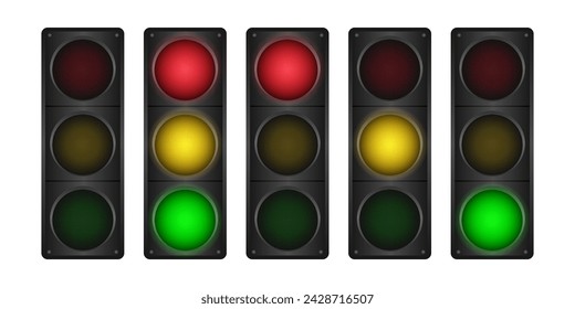Traffic Light. Vector Illustration Isolated on White Background. 