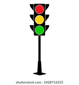 Traffic Light. Vector Illustration Isolated on White Background. 