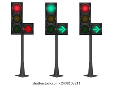 Traffic light. Vector Illustration Isolated on White Background. 