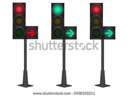 Traffic light. Vector Illustration Isolated on White Background. 