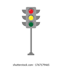 Traffic light, vector illustration. Traffic lights with all three colors on. Photo-realistic vector illustration isolated on white background. eps10