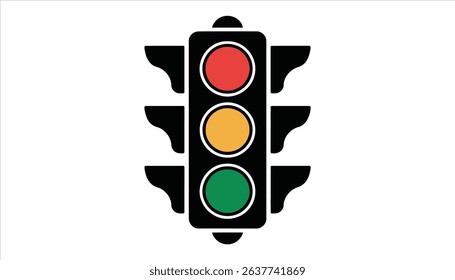 Traffic Light Vector Illustration with Red Yellow Green Signals	