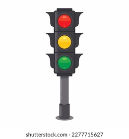 Traffic Light Vector Illustration. Signal With Red Light Above Yellow And Green