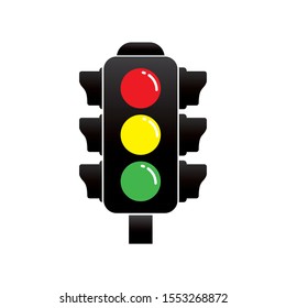 Traffic light vector illustration with simple flat design isolated on white background 