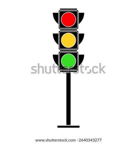 Traffic Light Vector Illustration. This vector illustration features a classic vertical traffic light with three illuminated signals: red, yellow and green.