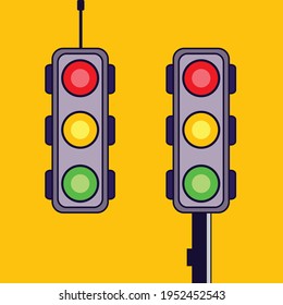 Ilustración del vector del tráfico fondo amarillo