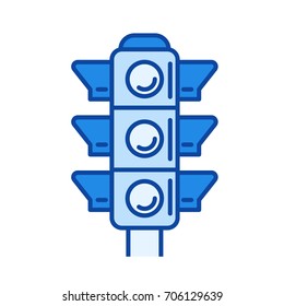 Traffic light vector line icon isolated on white background. Traffic light line icon for infographic, website or app. Blue icon designed on a grid system.