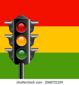 Traffic light vector with red, yellow and green light icon clipart in realistic 3d vector illustration style , isolated on white background 