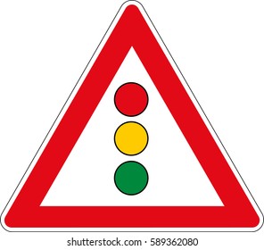 Traffic light. Vector road sign Germany.