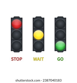 conjunto de vectores de semáforo de señales rojas amarillas y verdes aisladas en fondo blanco