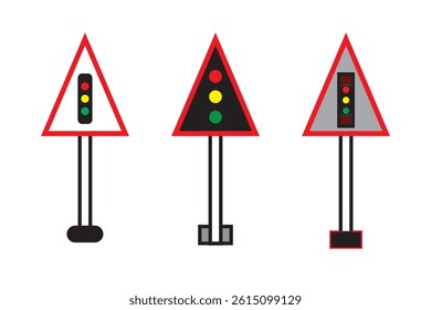 Traffic Light Warning Signs Illustrate Different States.