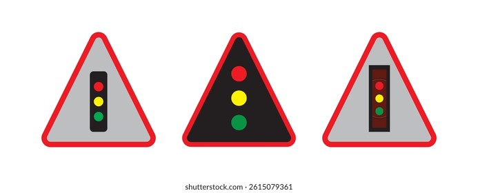 Traffic Light Warning Signs Showing Different Signals.