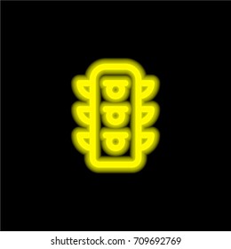 Traffic light yellow glowing neon ui ux icon. Glowing sign logo vector
