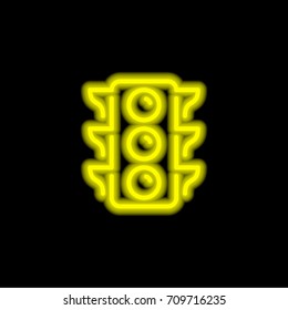 Traffic light yellow glowing neon ui ux icon. Glowing sign logo vector