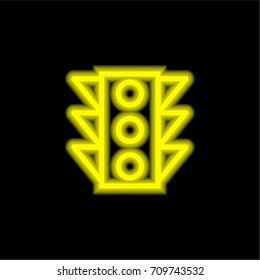Traffic light yellow glowing neon ui ux icon. Glowing sign logo vector