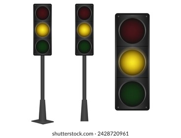 Ampel mit gelber Ampel. Vektor-Illustration isoliert auf weißem Hintergrund. 