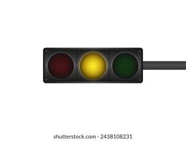Ampel mit gelbem Licht. Vektor-Illustration isoliert auf weißem Hintergrund. 