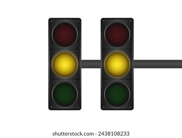 Semáforo con luz amarilla. Ilustración vectorial aislada sobre fondo blanco. 