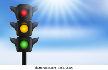 Luces de tráfico con los tres colores 