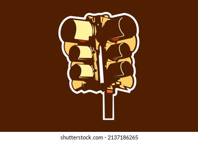 Luces de tráfico con los tres colores encendidos. ilustración de vector de icono simple aislada.