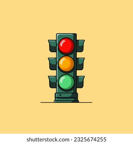 Traffic lights with all three colors vector design