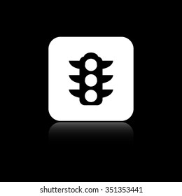 Traffic lights - black vector icon on the white button