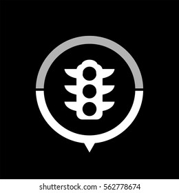 Traffic lights  - black vector icon