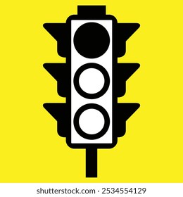 Traffic Lights Black and White Vector Illustration.