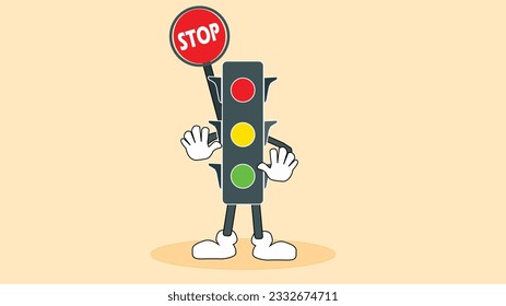 Traffic lights cartoon illustration vector