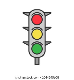 Traffic lights color icon. Traffic semaphore. Stop lights. Isolated vector illustration