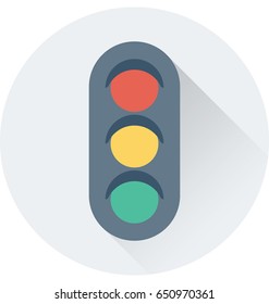 Traffic Lights Colored Vector Icon