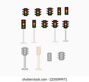 traffic lights design vector set collection