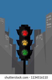 Traffic lights a dog