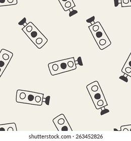 Traffic lights doodle drawing seamless pattern background