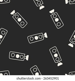Traffic lights doodle drawing seamless pattern background